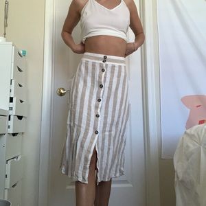 H&M Mid Length Striped Button Skirt